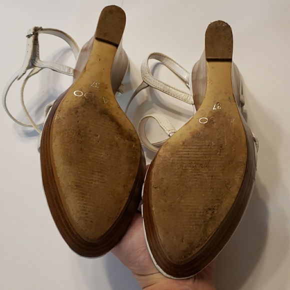 Aldo Ladies White Leather Strappy Wedge - Picture 4 of 7